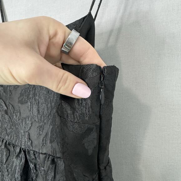 J.Crew Womens Dress 16 Black Jacquard Floral Tiered Cocktail Evening Romantic - Picture 5 of 16